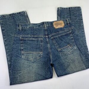 Mecca Jeans 36x32 (35x27.5) Mens Distressed Grunge Denim Pants Straight Leg Y2k